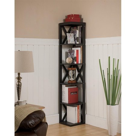 KB 65 x 11 x 11 in. Corner Bookcase - Espresso KB302746